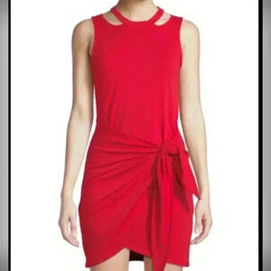 NWT Junie Faux Wrap Sleeveless Stretch Activewear Dress Red Womens Size Medium